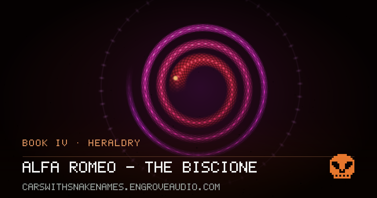 Procedurally generated serpent sigil for Alfa Romeo — the Biscione, derived from its name