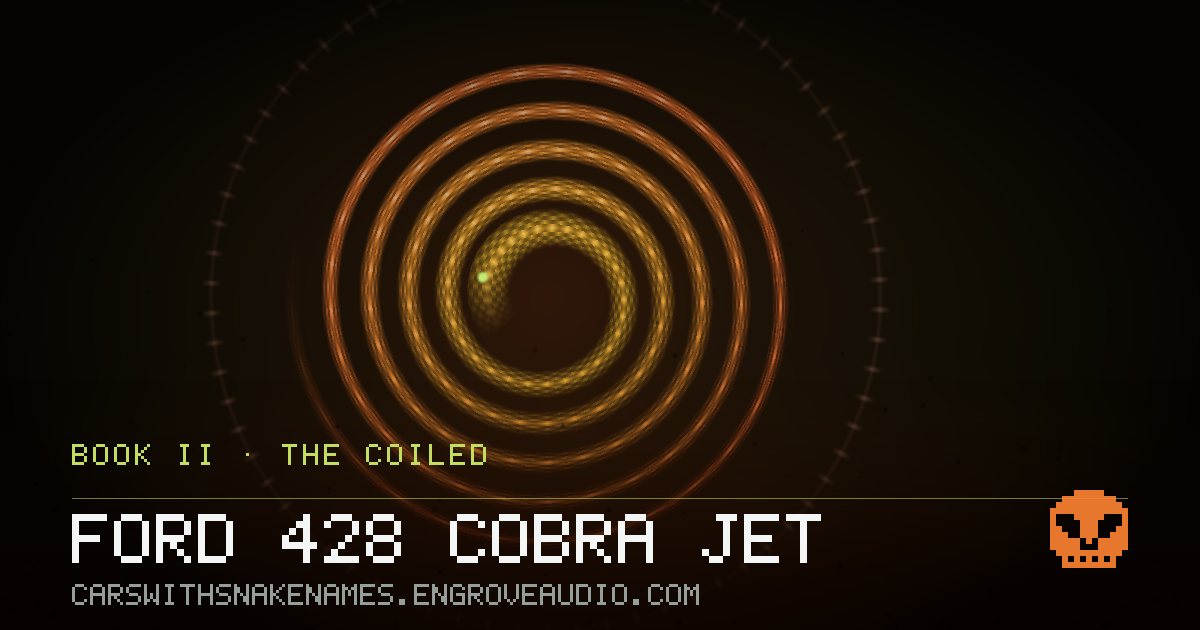 Procedurally generated serpent sigil for Ford 428 Cobra Jet, derived from its name