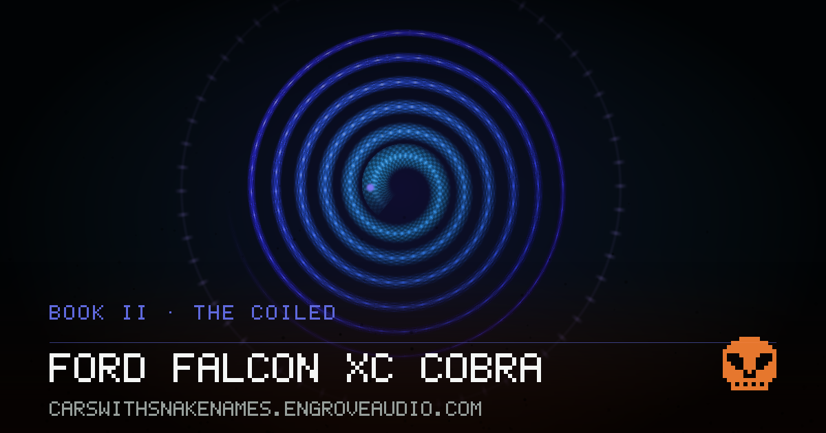Procedurally generated serpent sigil for Ford Falcon XC Cobra, derived from its name
