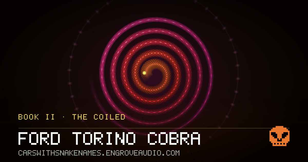 Procedurally generated serpent sigil for Ford Torino Cobra, derived from its name