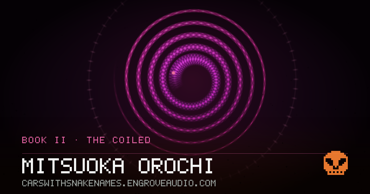 Procedurally generated serpent sigil for Mitsuoka Orochi, derived from its name
