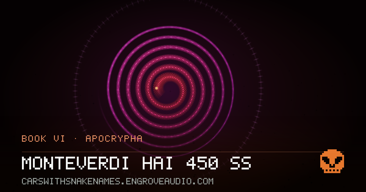 Procedurally generated serpent sigil for Monteverdi Hai 450 SS, derived from its name
