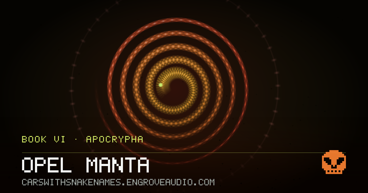 Procedurally generated serpent sigil for Opel Manta, derived from its name