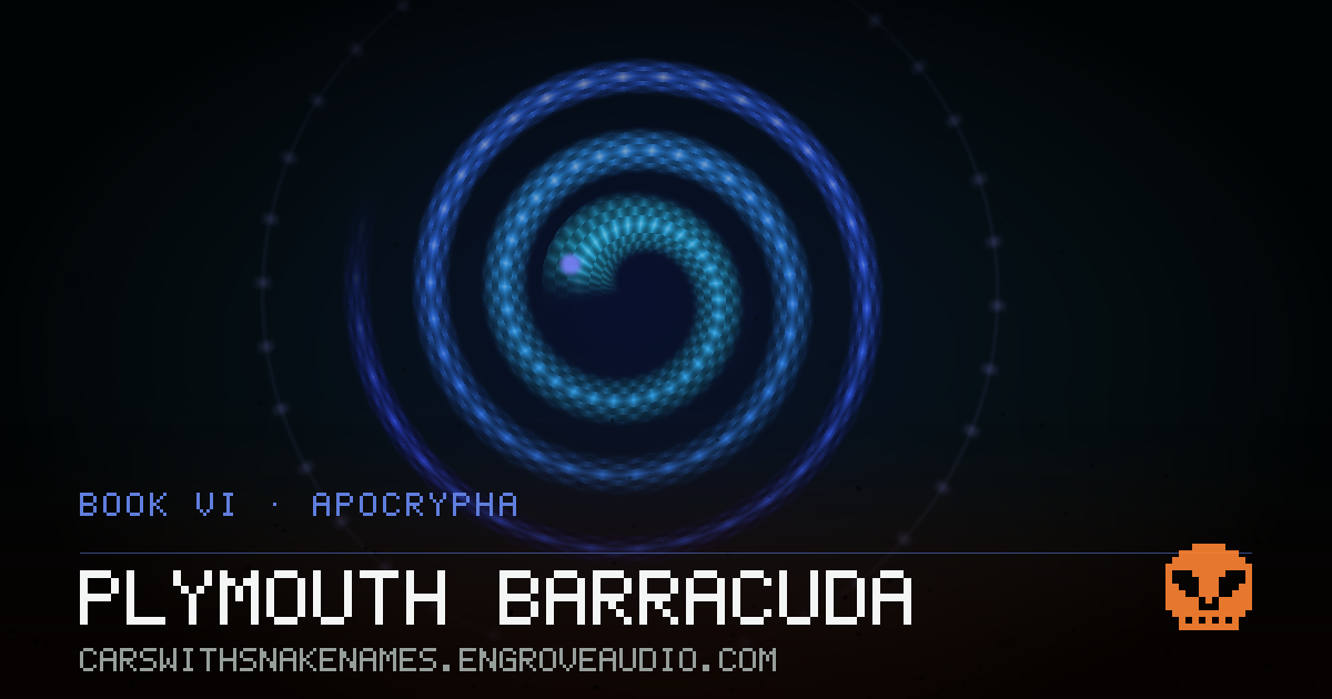 Procedurally generated serpent sigil for Plymouth Barracuda, derived from its name