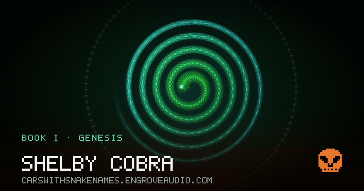 Procedurally generated serpent sigil for Shelby Cobra, derived from its name