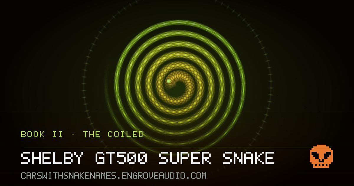 Procedurally generated serpent sigil for Shelby GT500 Super Snake, derived from its name