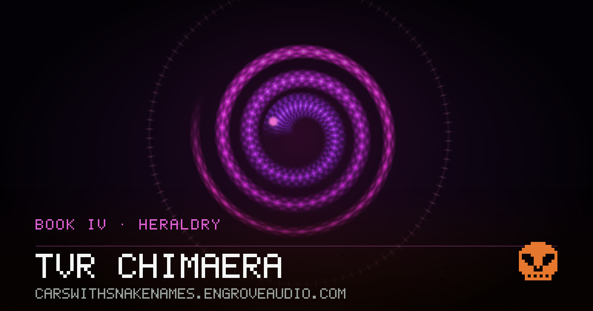 Procedurally generated serpent sigil for TVR Chimaera, derived from its name